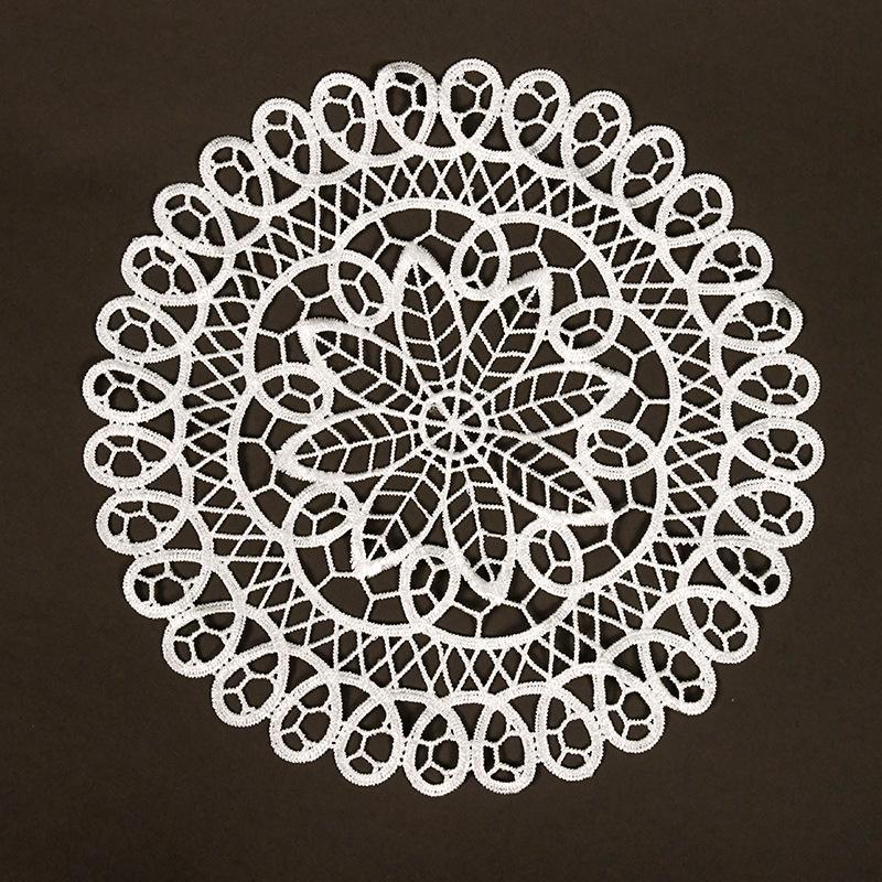 20cm Cotton Crochet Table Placemat French Embroidered Lace Coaster Cloth Coffee Mug Dining Mat Pad Wedding Banquet Home Decor
