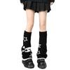 Gestrickte Totenkopf-Schnür-Stulpen mit weitem Schlag für Damen