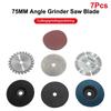 7Pcs 75mm Cutting Disc For Hole Angle 10mm Circular Saw Blade Sander Sanding Tool Tile Wood Metal Cutting Disc
