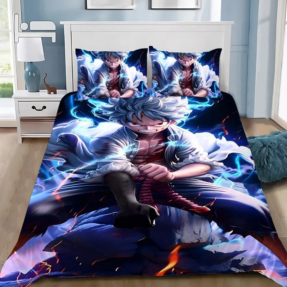 Anime Duvet Cover Pillowcase Bedding Set O-Ones Pieces Luffys Adult Boy Girl Bedroom Decoration Children Gift Single Double Size