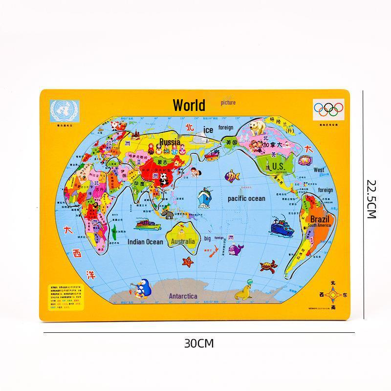 3D Wooden Map Puzzle: Enlightenment Edition for Children 10+ Years - Early Education Toy