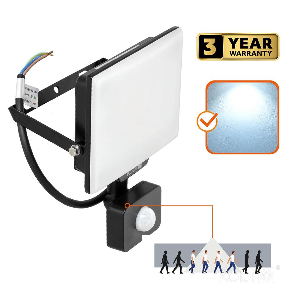 LED floodlight with motion sensor 30W 6000K IP54 black