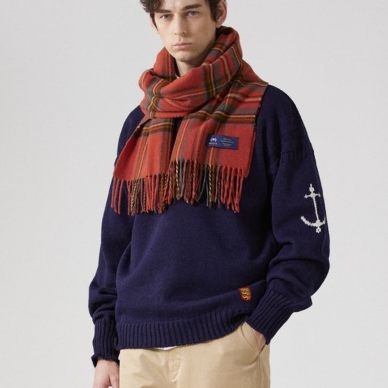 ABRAHAM MOON Merino Wool Shawl Muffler 50cm - Antique Royal Stewart