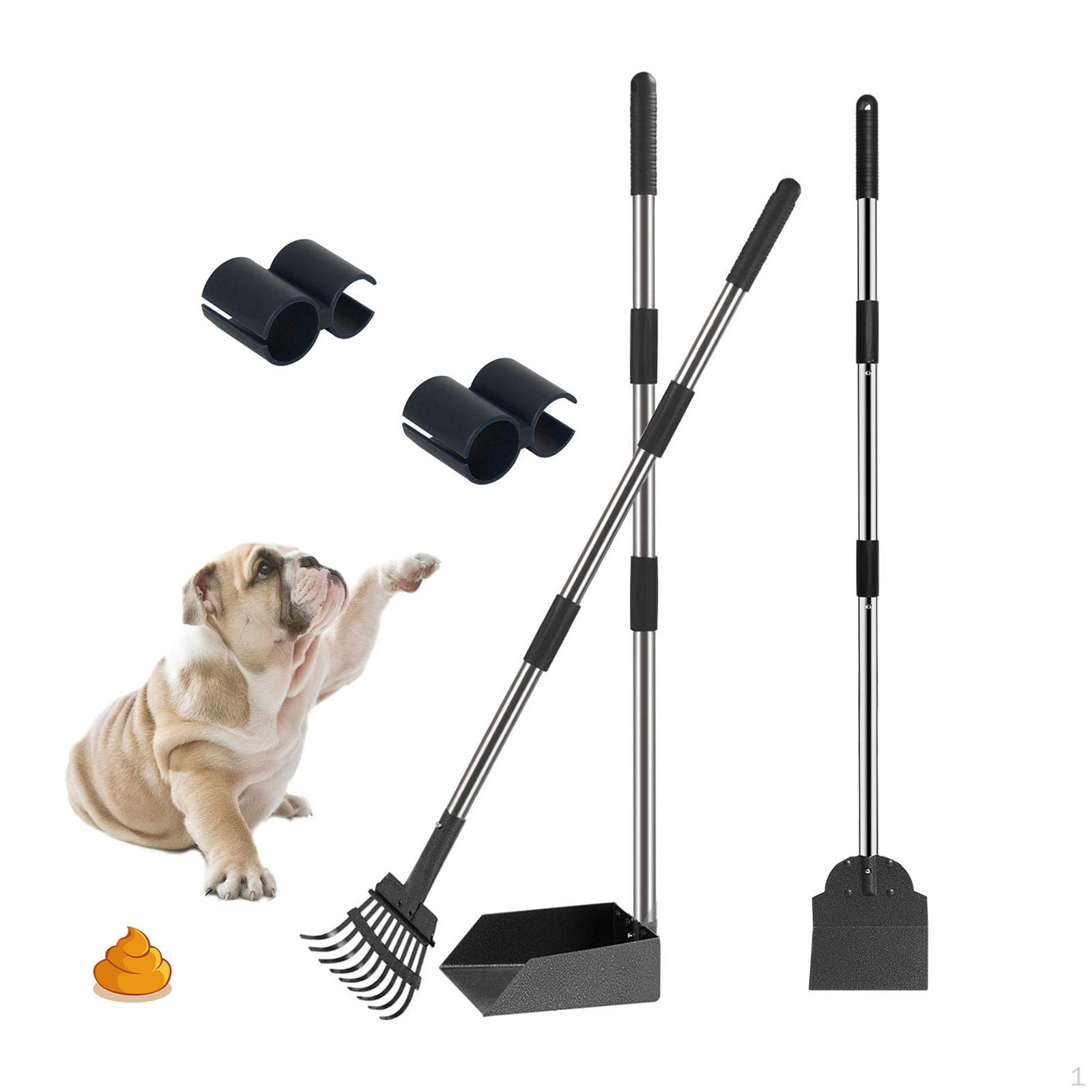 

Регулируемая металлическая лопатка для какашек с длинной ручкой для средних и крупных собак, удаление отходов домашних животных 3Pcs