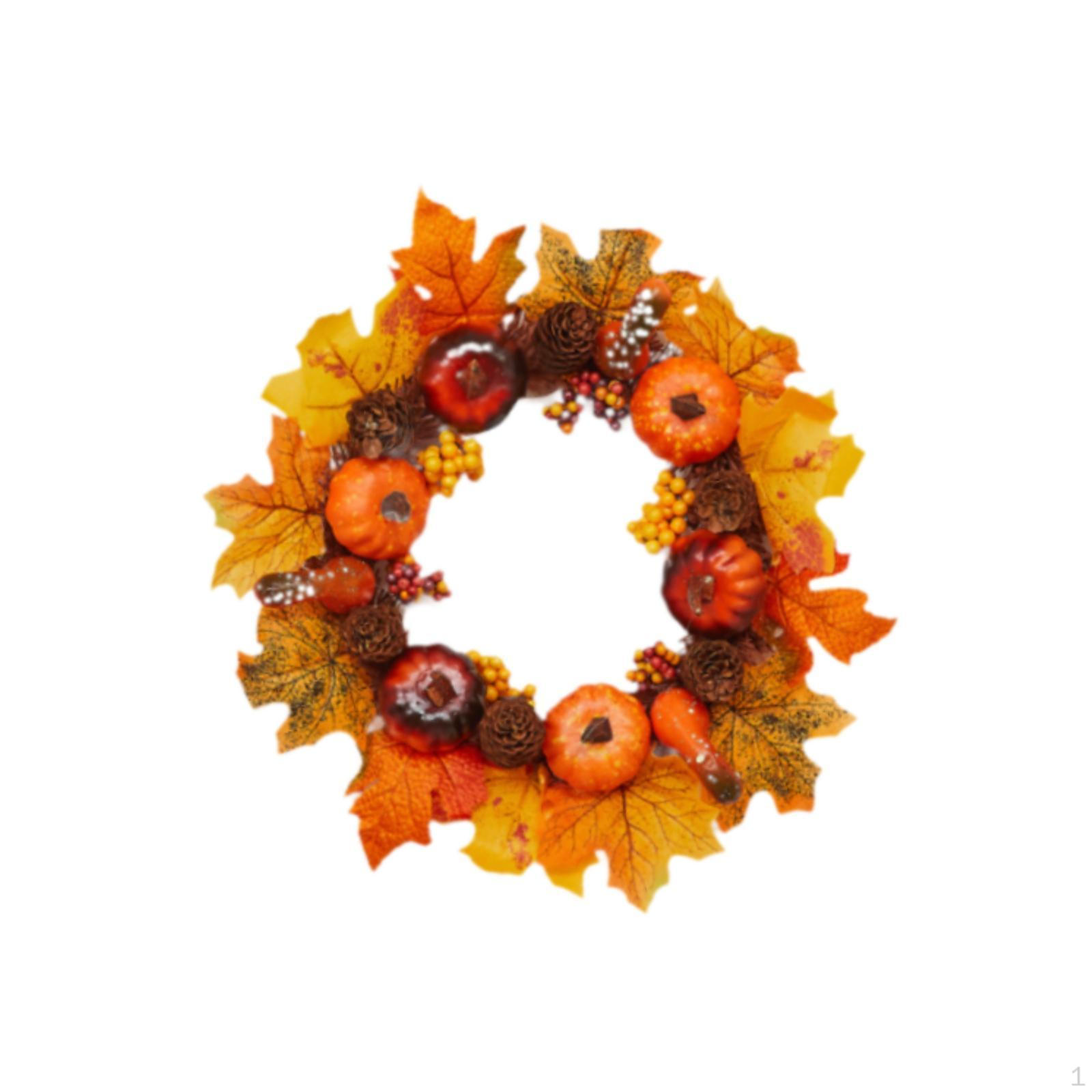 

Красочные осенние настенные дверные венки, украшения из искусственных кленовых листьев на Хэллоуин 35CM