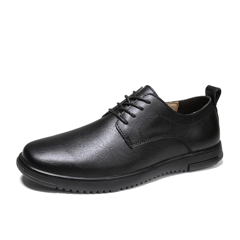 Male Lazy Business Sneakers Flexible Leather Men Handmade Casual Shoes Work Office Lace-up Leisure Dress Shoes Men Big Size