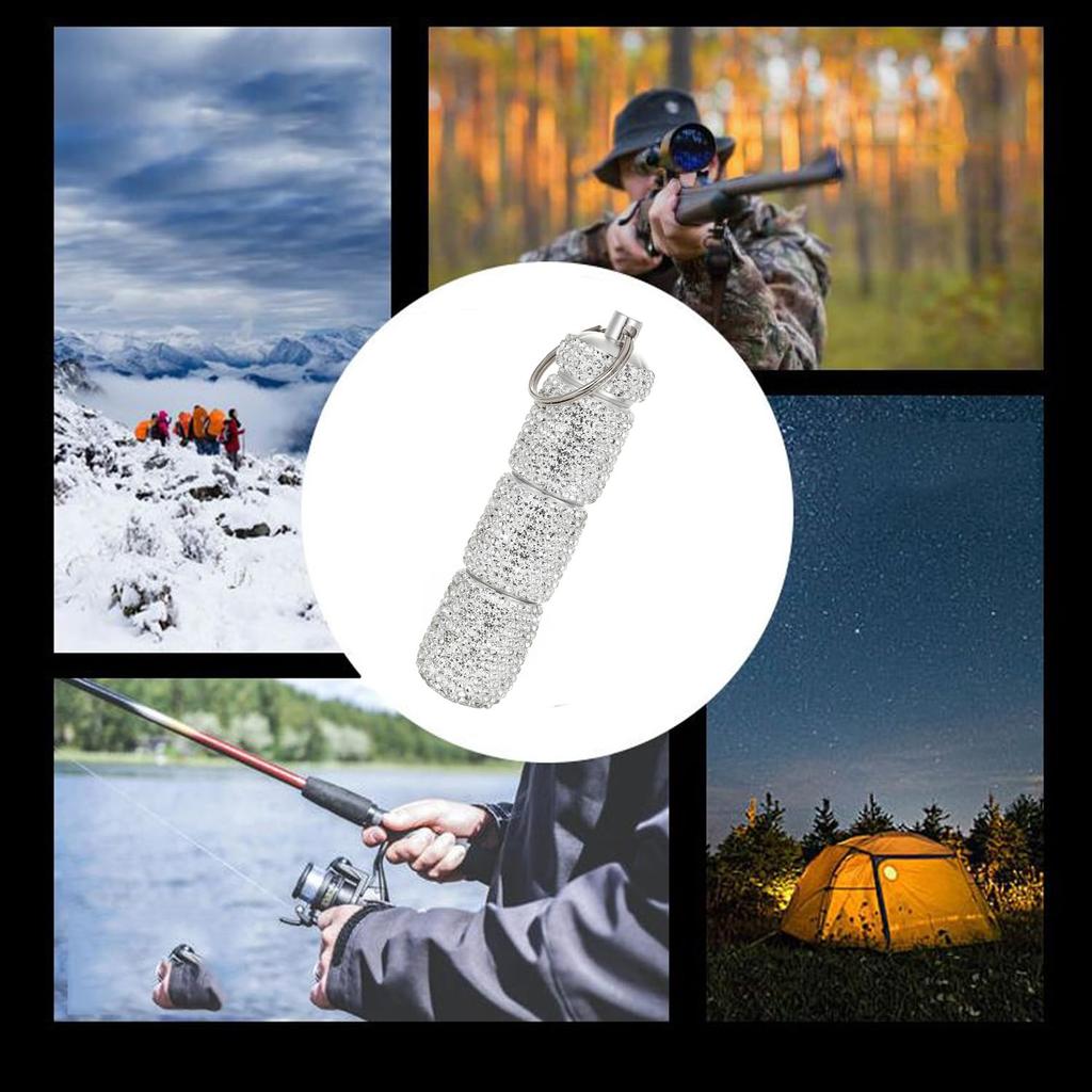 Bling Portable Pill Case with Keychain Glitter Waterproof Pill for Women Aluminum Pill Bottle Reusable for Outdoor