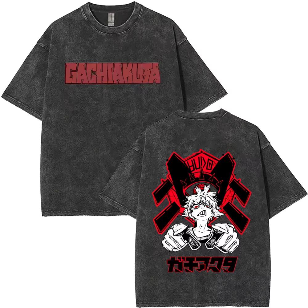 2026 Summer Hot Sale Washed Vintage Anime Gachiakuta Rudo T-shirt Y2K Men Women Gothic Hip Hop Streetwear Oversized T-shirt