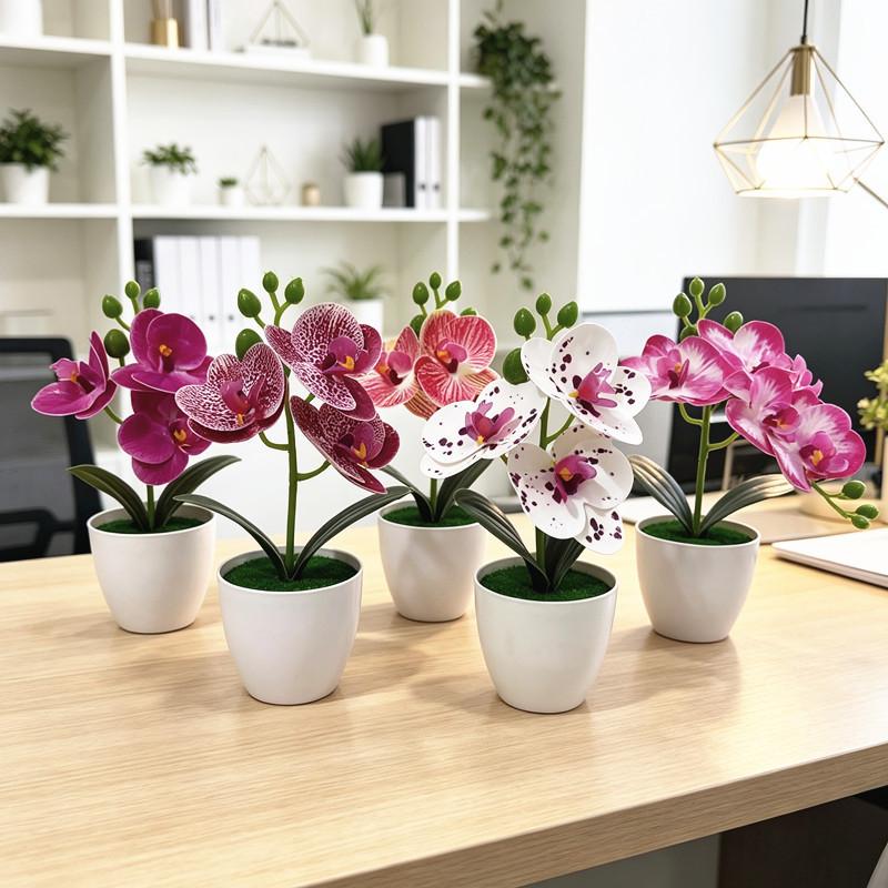 Butterfly Orchid Artificial Plant With Plastic Base For Home Decor And Photography Props