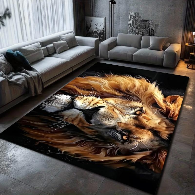 Luxury Lion Pattern Area Rug Animal Art Home Decor Carpet Soft Non-slip Floor Protector Mat for Living Room Bedroom
