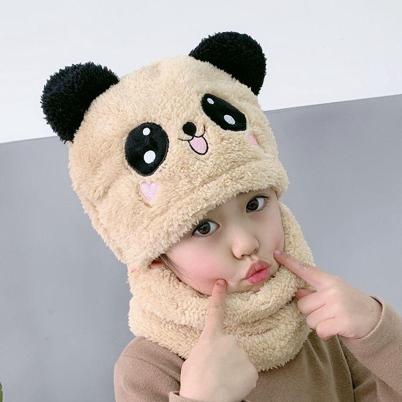 Kids' Winter Hats Boys Girls Scarf Integrated Cute Thick Warm Baby Ear Flap Face Cover