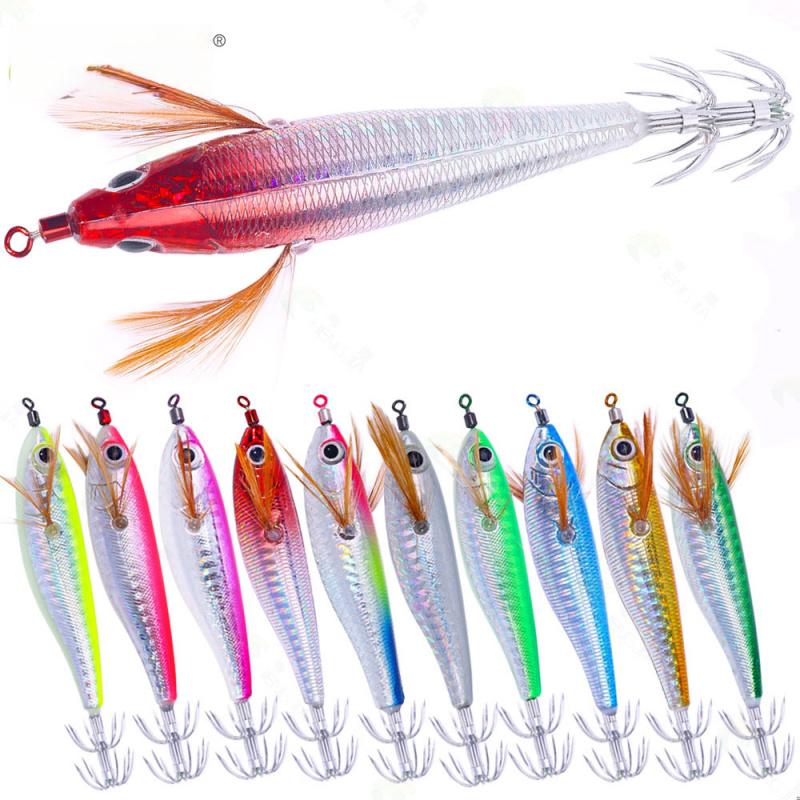 9GLuminous Horizontal Squid Hook10CMBionic Wood Shrimp Fake Bait Essential for sea fishing and freshwater night fishing