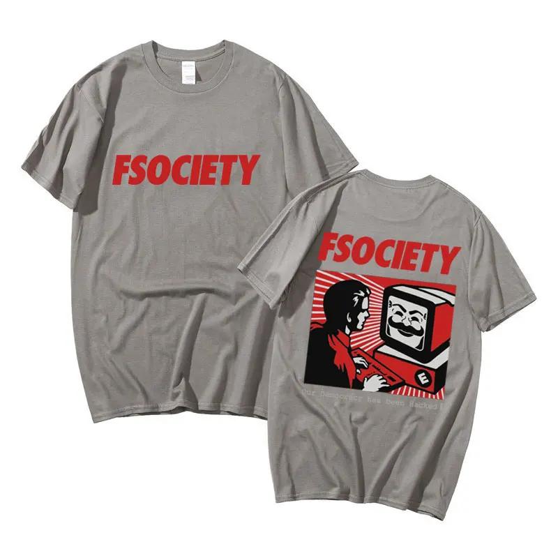 Vtipné tričko s grafikou Mr. Robot pro muže a ženy, vintage bavlněné tričko FSociety, trička F Society Hacker Geek, unisex, ležérní streetové oblečení