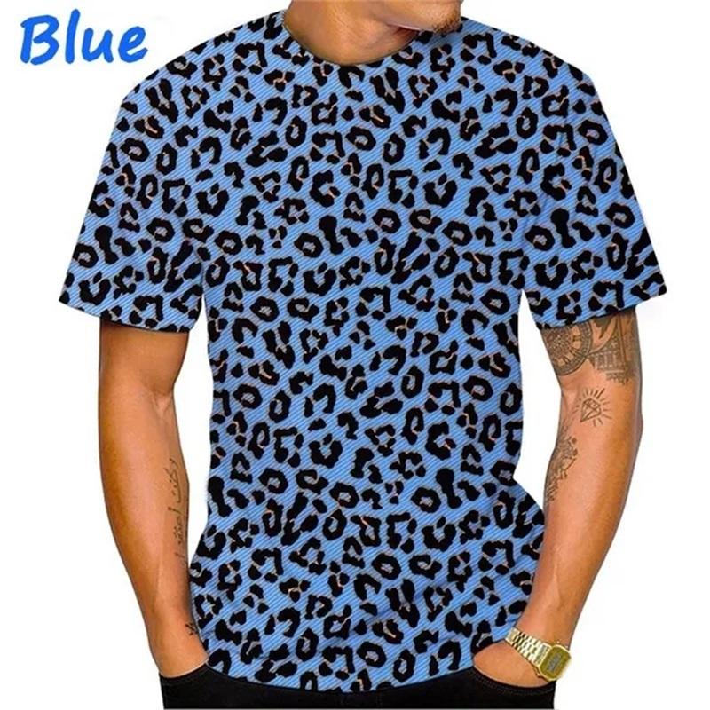 Pánske 3D tričko s leopardím vzorom, pánske tričko s okrúhlym výstrihom a krátkym rukávom, veľké streetwear, pánske tričko