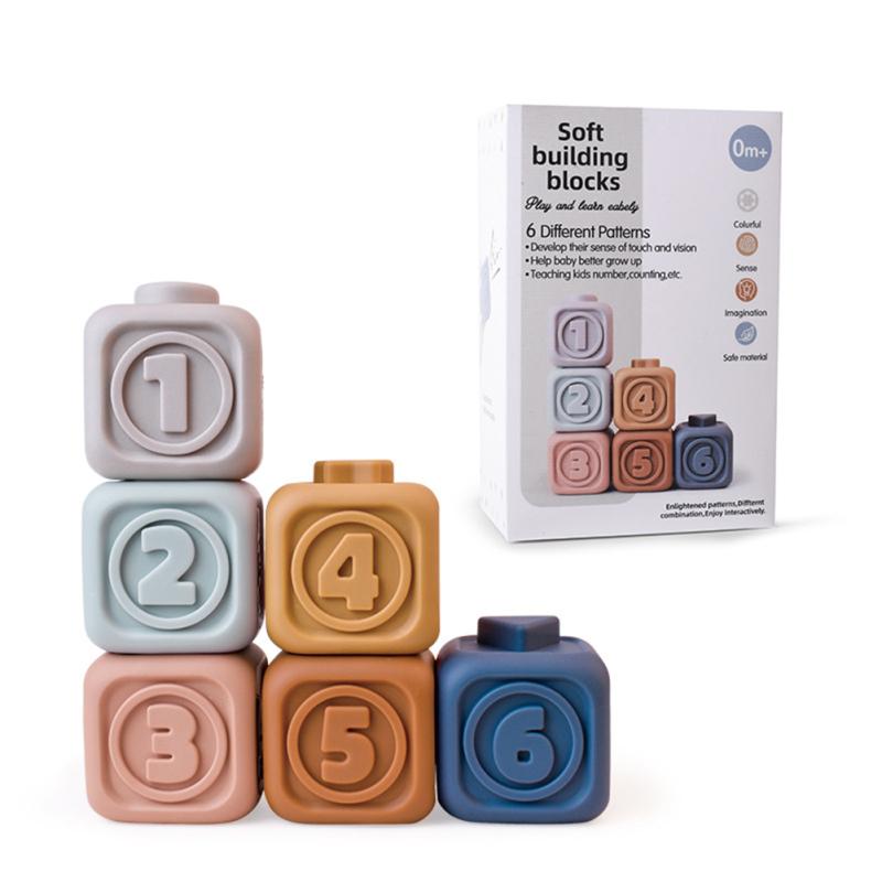 Stacking Nesting Baby Building Blocks Toys Soft Squeeze Diy Teething Baby Early Educational Toys For