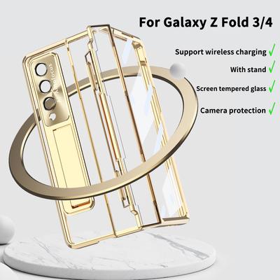 Průhledný ochranný kryt s pantem pro Samsung Galaxy Z Fold 7 6 5 4 3 Pokovená fólie na čočku s chráničem obrazovky Z Fold6 Fold7