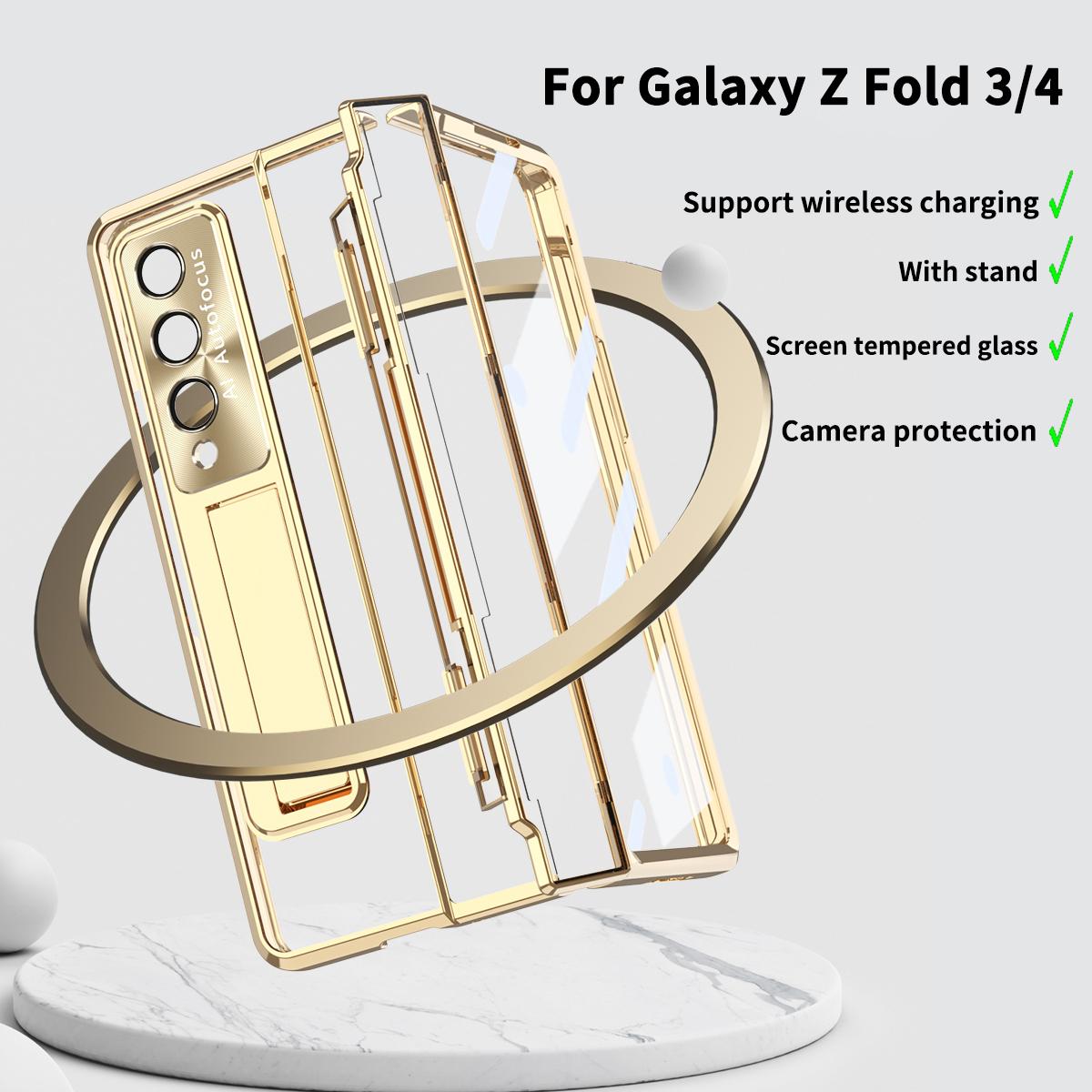 Transparent Hinge Protective Case For Samsung Galaxy Z Fold 7 6 5 4 3 Plated Lens Film With Screen Z Fold6 Fold7 Protector Cover