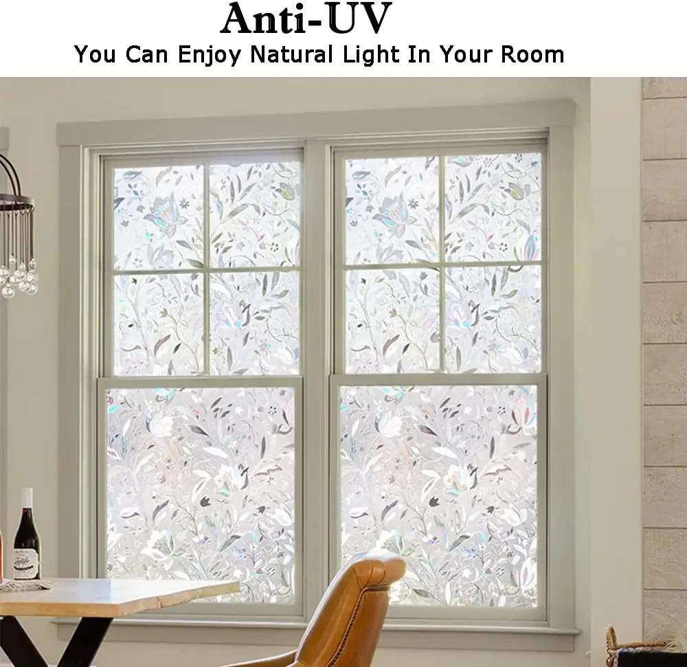 Window Film, Decorative Window Privacy Film, 3D Stained Glass Window Sticker,Anti-UV Sun Blocker Heat Control for Home