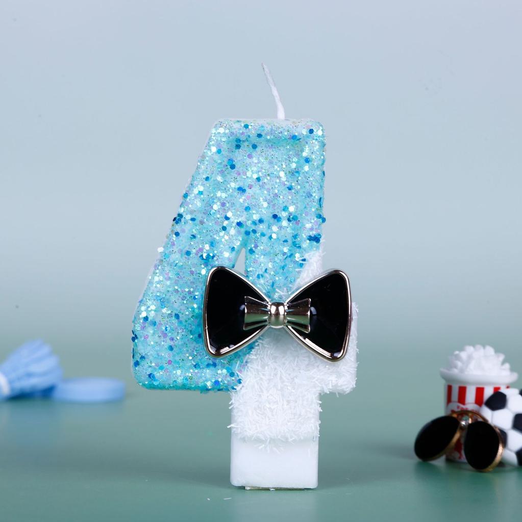 Birthday Candles Blue Glitter Birthday Cake Candles Number Candles Cake Topper Decoration for Wedding Party Kids Adults Number 5
