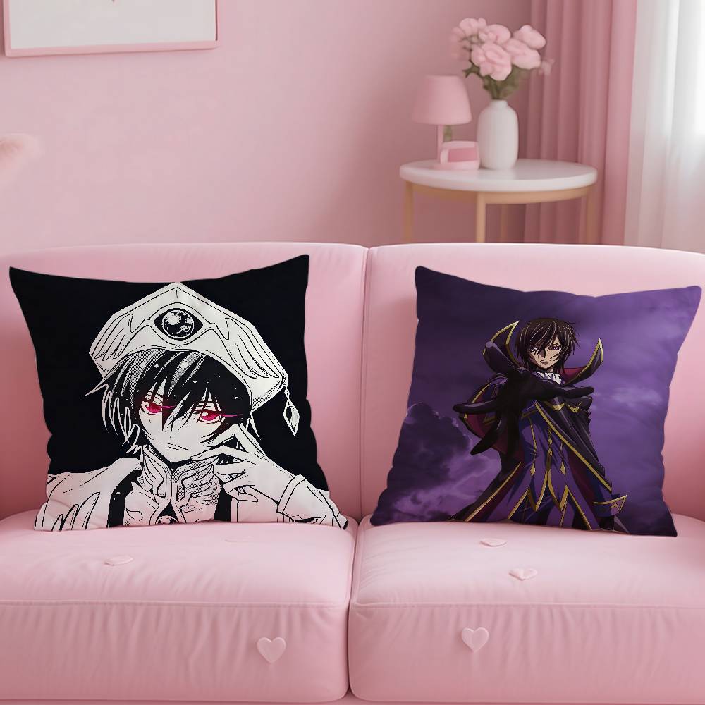 Classic Anime Code Geass Pillow Case Anti-Dustmite Pillowcase Invisible Zipper Silky Short Plush Sofa Cushion Cover
