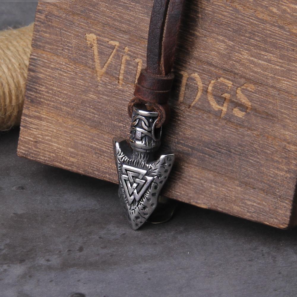 Fashion Valkenut Viking Spear Pendant Necklace with Chain, Men s Gift