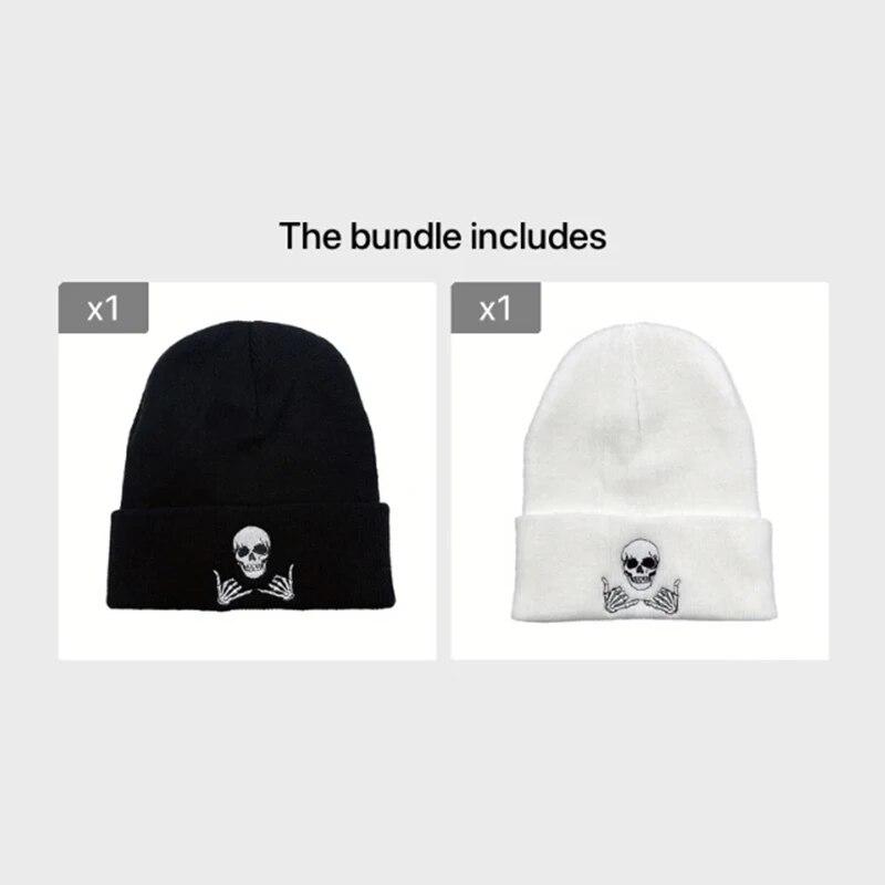 Winter Hat Unisex Knitted Hat Fashion Pullover Hat Casual Sports Warm Thick Winter Cap Stretch Women Cap White Black Hat Unisex