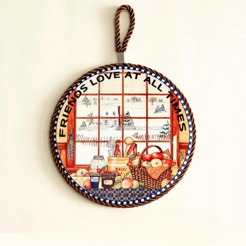 

17*17cm Retro European Ceramic Table Mat Round Casserole Pad Insulation Mat Heat Resistant Table Placemat Drink Cup Coasters 17x17cm