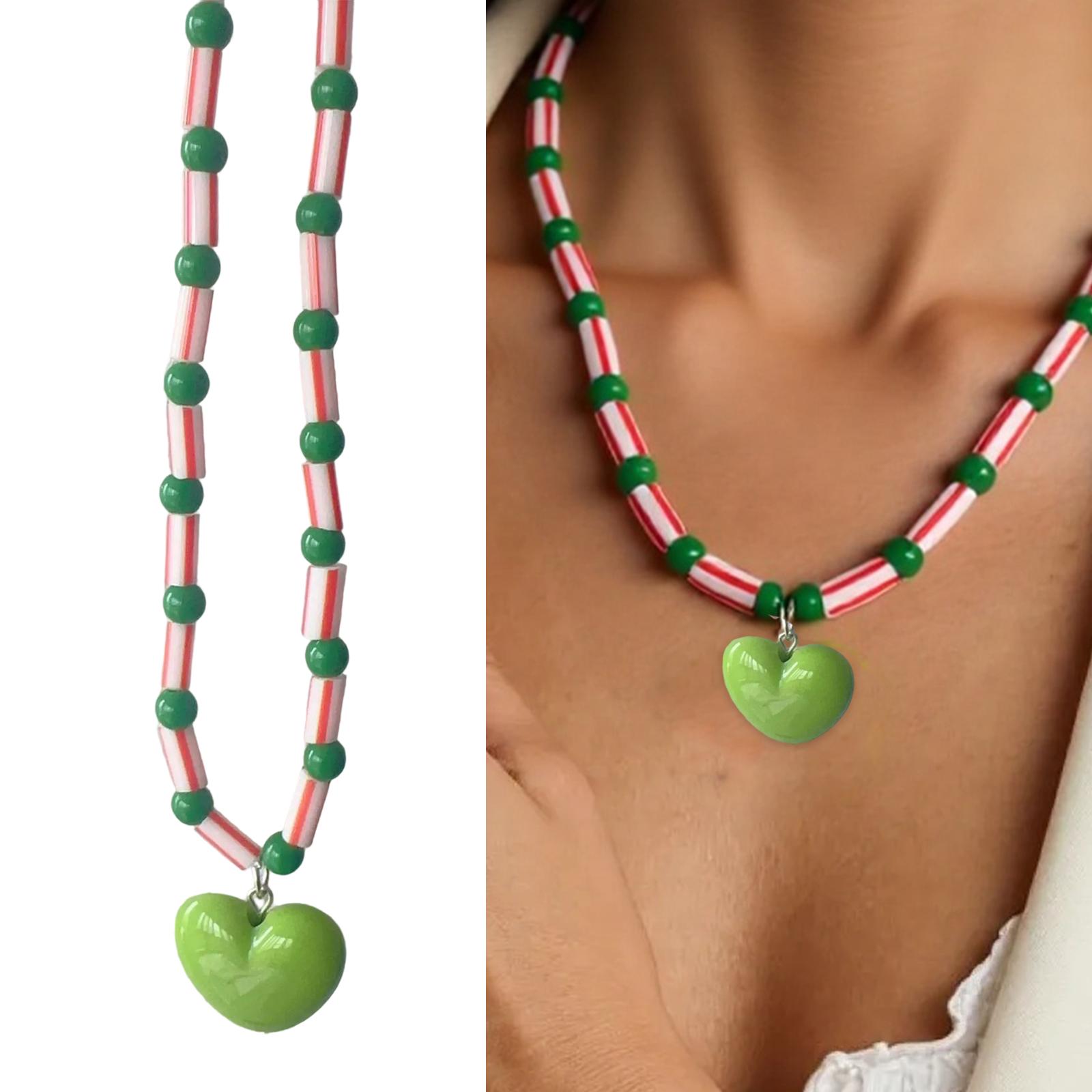 

Heart Pendant Necklace Adjustable Chain Necklace Stylish Bead Chain Necklace Resin Texture Neck Jewelry for Woman Girl рожевий