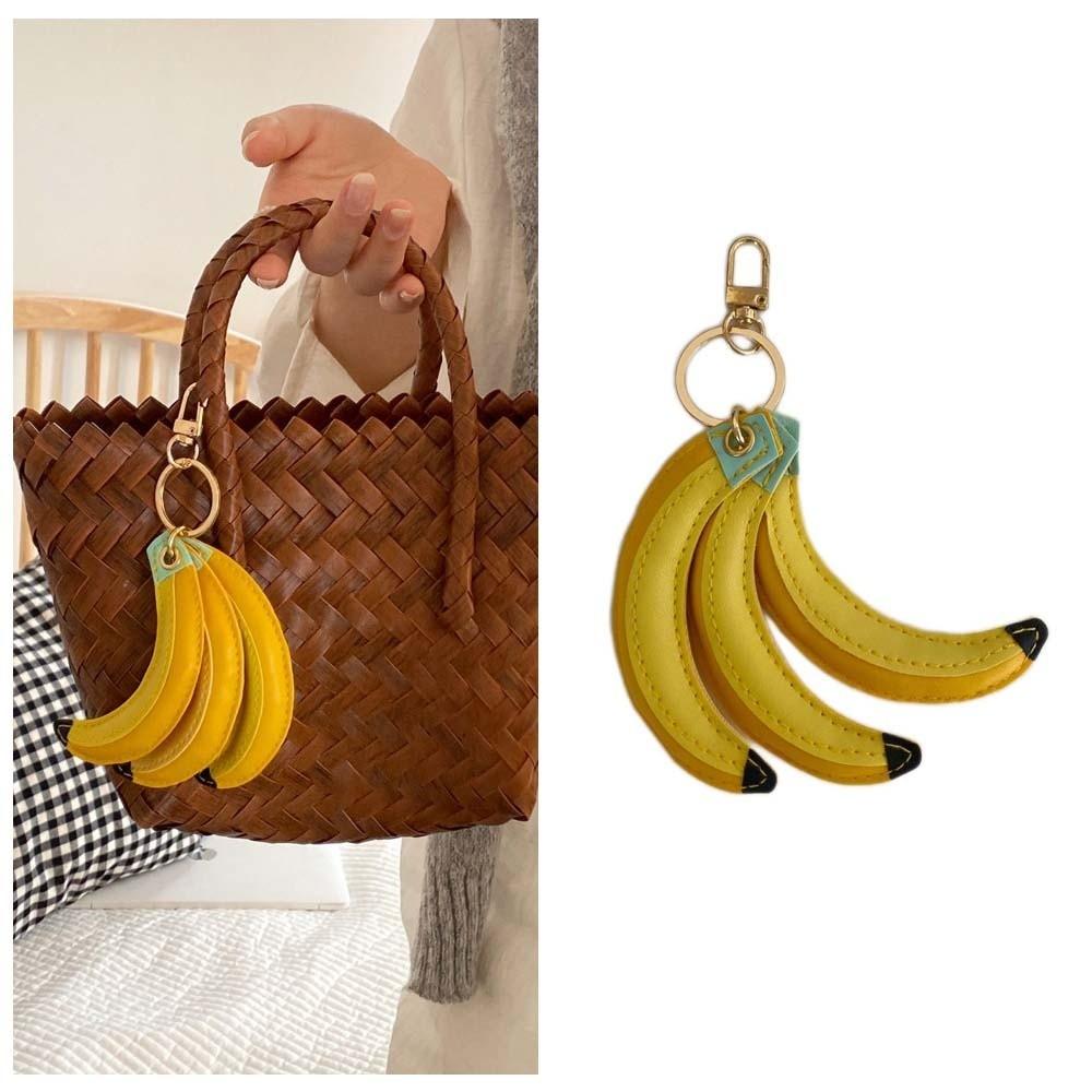 PU Banana Fruit Banana Keychain Cute Fashion Fruit Key Ring Portable PU Leather Pendant  Female