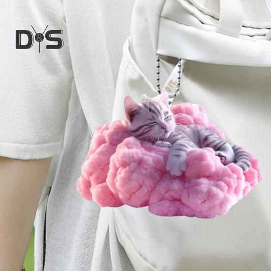 Cat Pendant Rearview Mirror Ornament 2D Cat Whimsical Charm Auto Interior Car Pendant for Indoor Outdoor Decor Gift for Loved Ones