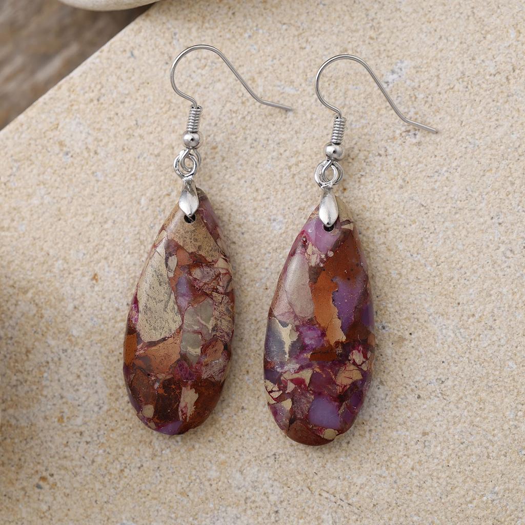 Luxury High Quality Natural Emperor Stone Water Drop Earrings Earrings European and American Popular Retro Jewelry