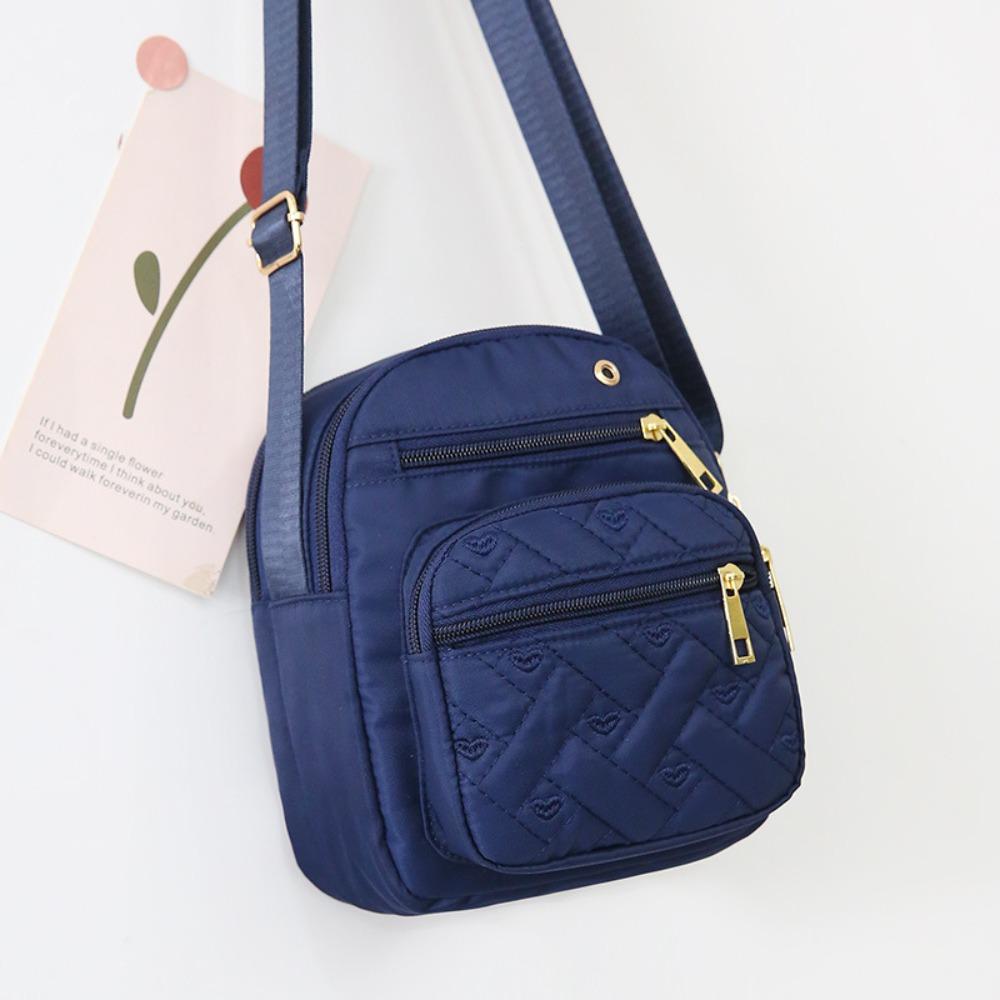 Five-layer Zipper Crossbody Bag Nylon Small Phone Bag Trendy Shoulder Bag  Cosmetic Bag