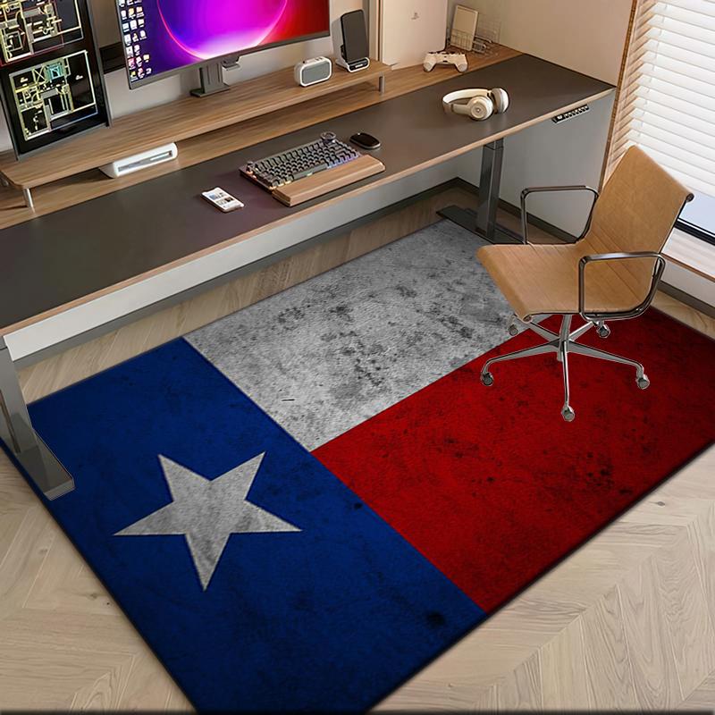 1 pezzo Tappeto Tappeto con la bandiera dello stato del Texas e cowboy per Soggiorno Camera da letto Casa Decorazione Divano, Tappetino Antiscivolo per Giochi Bambini