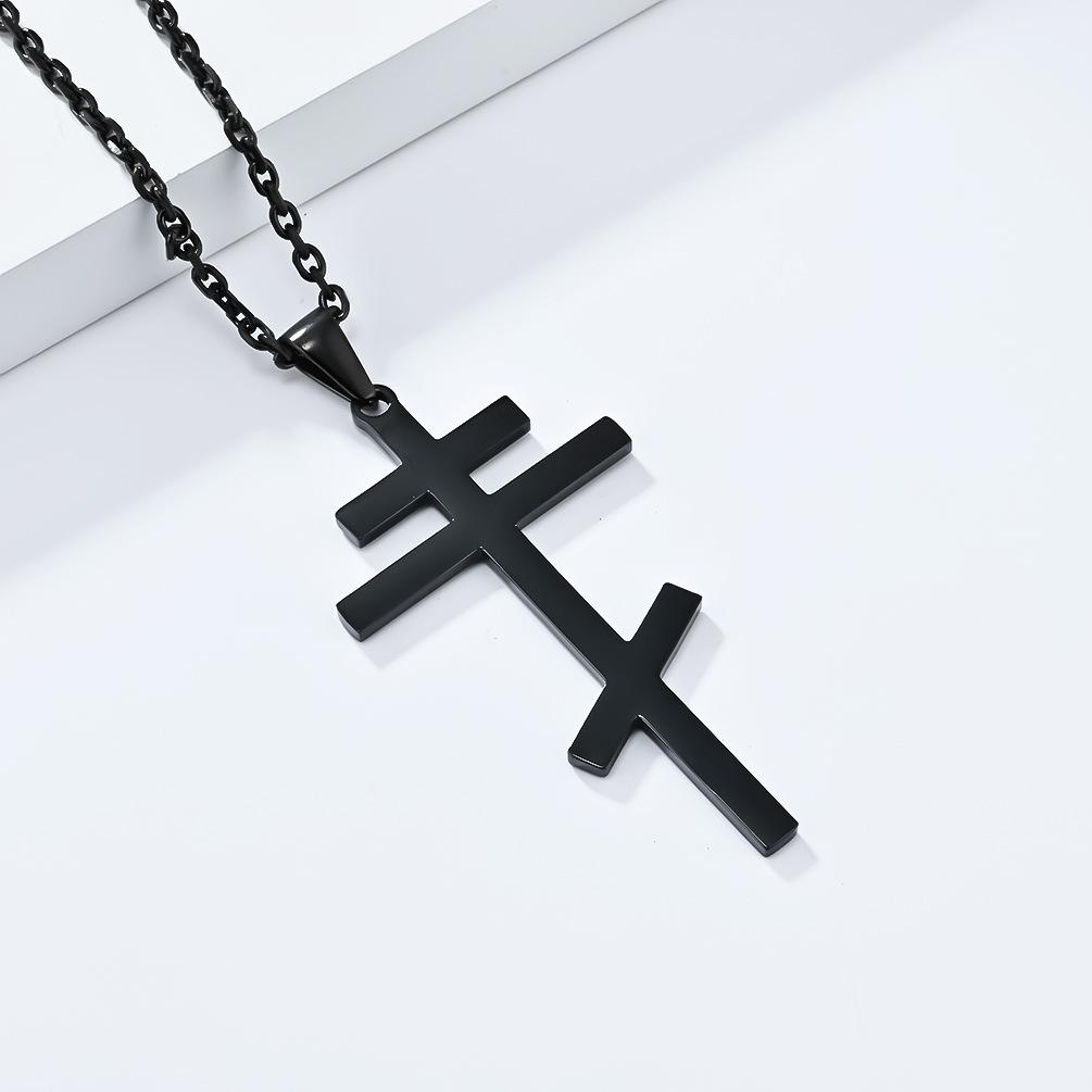 Eastern Orthodox Cross Pendant Necklace Stainless Steel Christian Religious Jewelry Unisex 3 Colors
