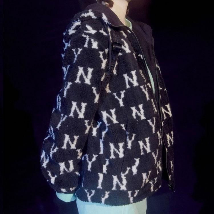 New MLB Old Flower Velvet Jackets Unisex Black 31JPFM061-50L