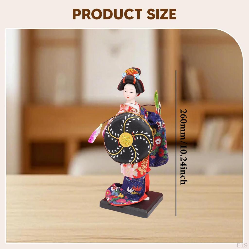 Ethnic Japanese Geisha Doll Collectible Figurine Female Statue Kimono for Home Office
