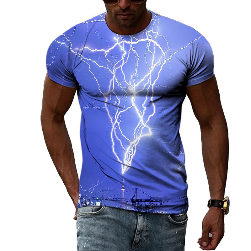 Nowa moda 3D fajna błyskawica męska koszulka letnia dorywczo ciekawy wzór t-shirty z nadrukiem osobowość Trend koszulka Harajuku