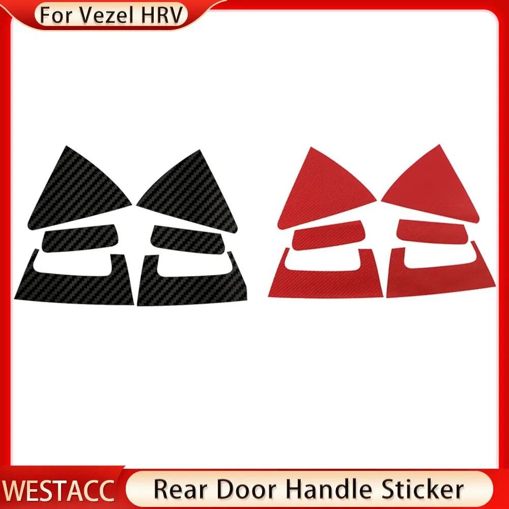 Carbon Fiber Car Back Rear Door Handle Bowl Sticker for Honda HR-V HRV Vezel 2015 -  Door Styling Decoration Accessories