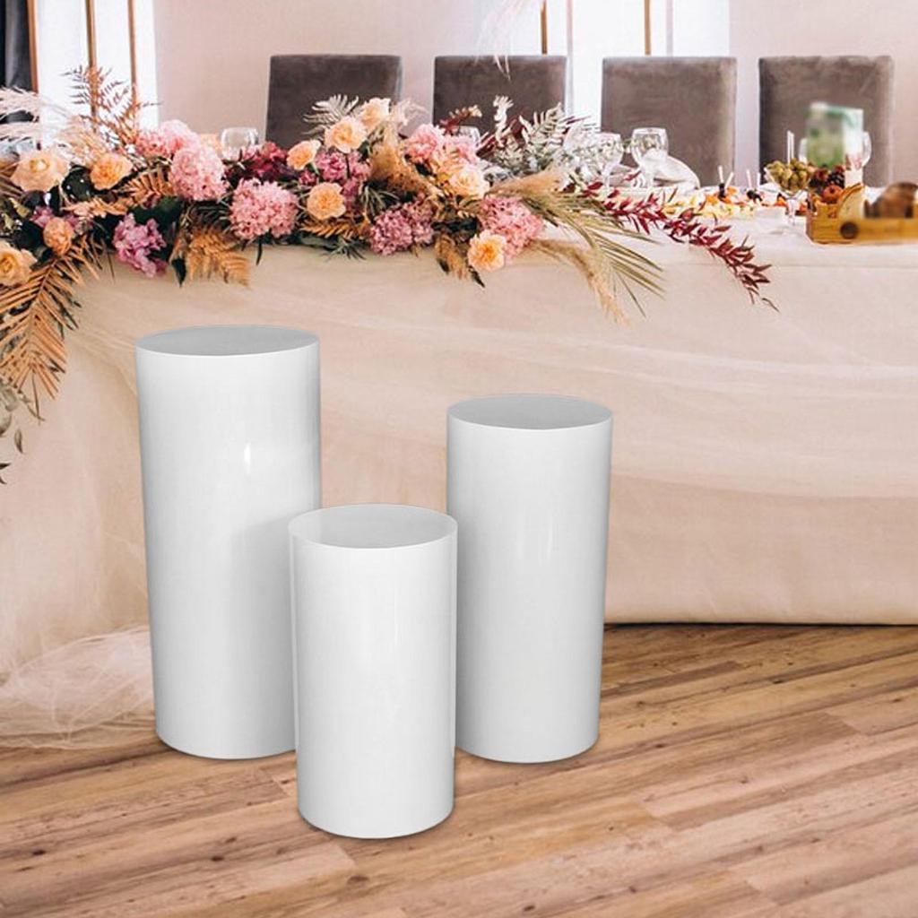 3x Cylinder Plinth Pillars Cake Stand, Festival Cylinder Dessert Pedestals Rack , for Birthday Graduation Engagement Anniversary