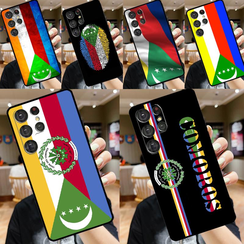 Comoros Flag For Samsung Galaxy S24 S23 Ultra S22 S20 S21 FE S8 S9 S10 Note 10 Plus 20 Ultra Phone Case