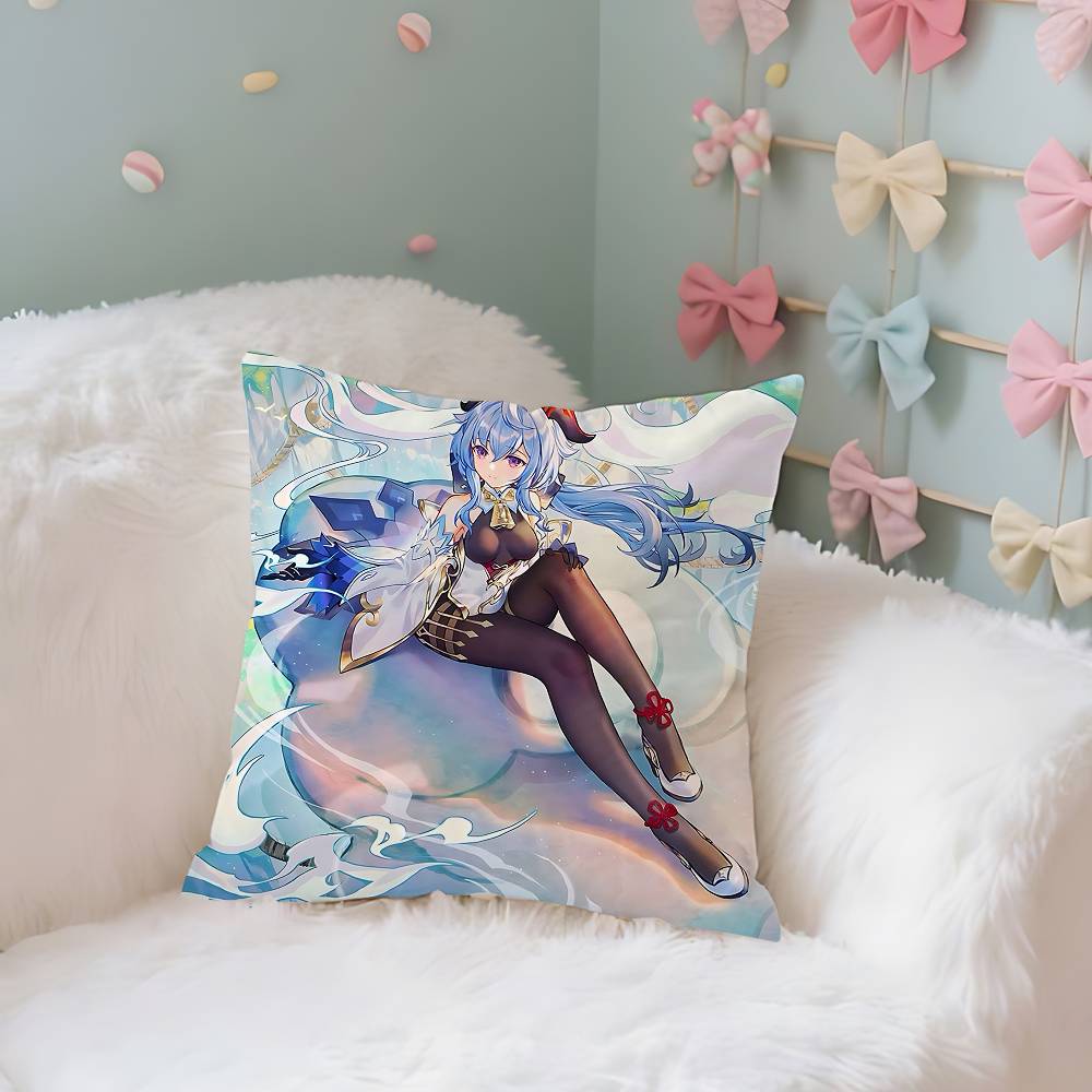 GGanyuGGenshin Case Plush Fabric Soft Pillowcase Double Sided Print Cushion Cover Household Gifts