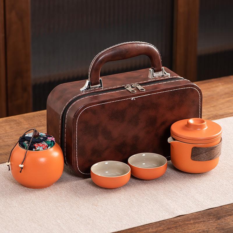 Travel tea set Ceramic express cup Portable one pot two cups Company business gifts Holiday souvenirs