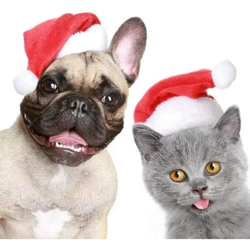 Festive Pet Santa Hat Red Soft Plush Christmas Cap for Dogs Cats Holiday Costume Accessory Cute Photo Props Christmas Decoration