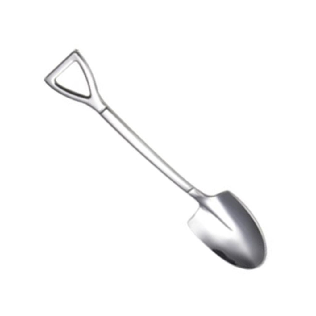 Shovel Spoon Silver Stainless Steel Pointed Shovel Ice Cream Dessert Spoon for Home Outdoor Office