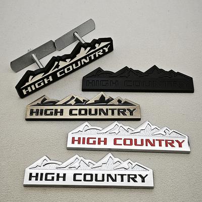 BADGE STICKER DE VOITURE 3D ALLIAGE DE ZINC HIGH COUNTRY CONVIENT POUR JEEP DODGE FORD MODIFIÉ LOGO MÉTALLIQUE DE VOITURE MONTAGNE NEIGEUSE