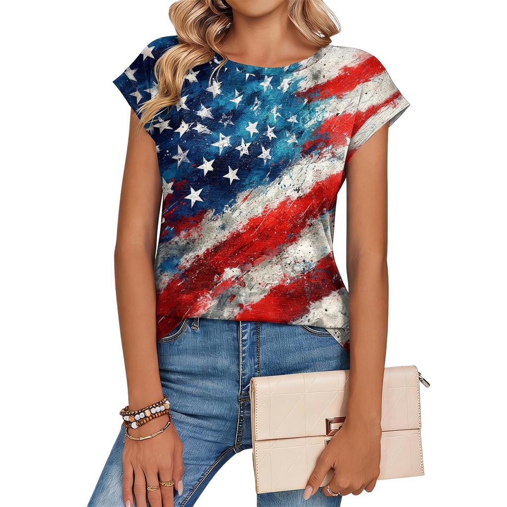 Women's Loose-Fit Fashionable Casual Retro Print T-Shirt