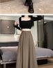 Summer 2025 Women's Black A-Line Pleated Umbrella Skirt - Flattering, Long, and Trendy