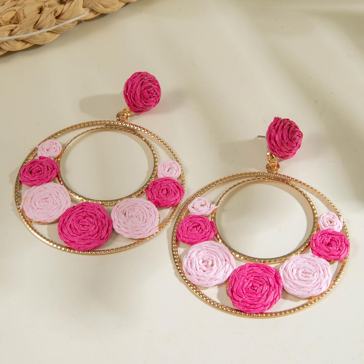 

Серьги-подвески из свежей, нежной, красочной травы Лафита в виде плетеного цветка в стиле морского отпуска, универсальные, персонализированные серьги, ювелирные изделия