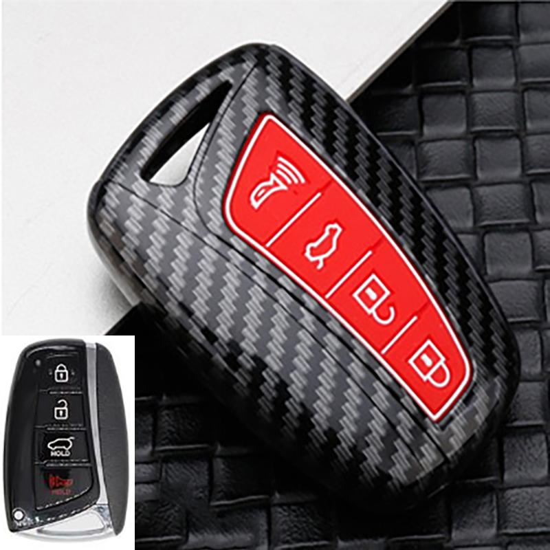 3/4 Buttons Carbon Auto Key Fob Cover Housing Fit For Hyundai Santa Fe Sport Ix45 Equus Centennial Genesis G80 Grandeur Azera 2013-