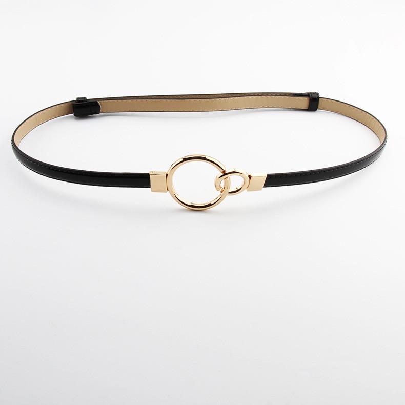 Simple Solid Color Ring Buckle Decoration Women Slim Waist Belt For Elegant Outfits